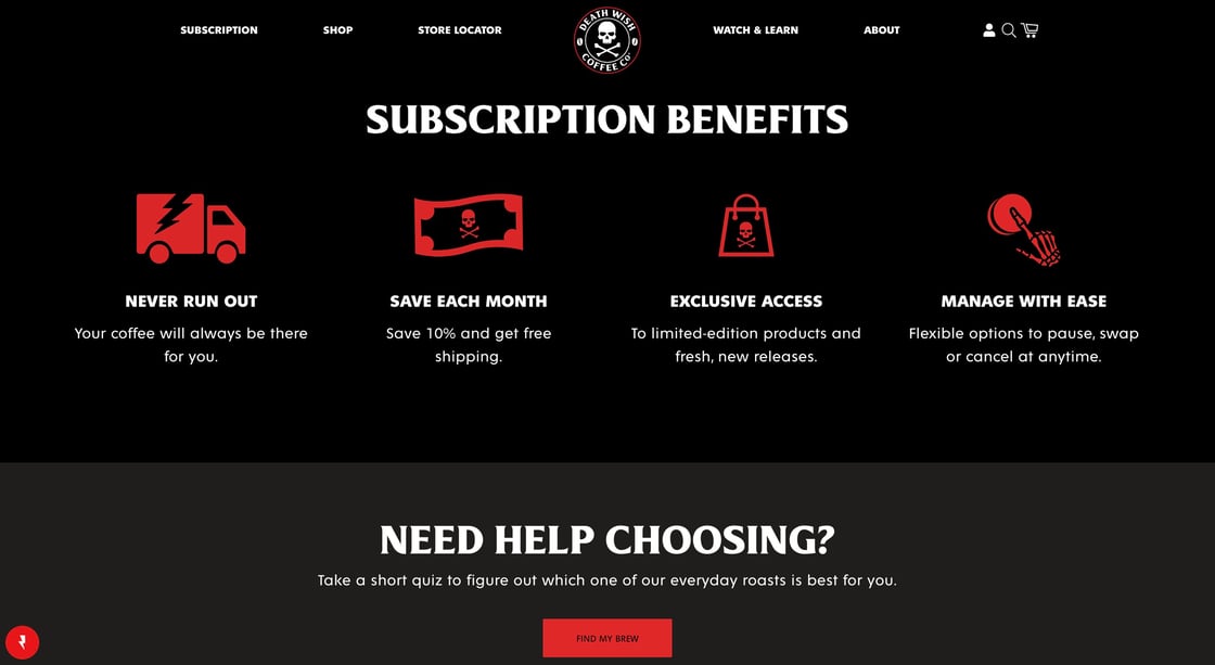 Death Wish Coffee Homepage Screenshot